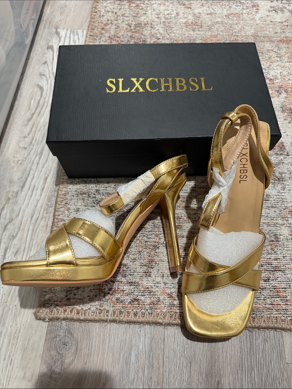 Gold Metallic High Heel Sandals